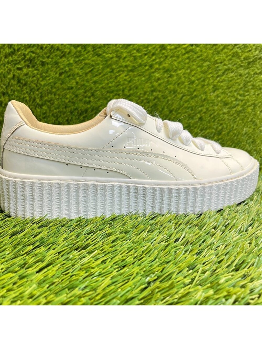 Puma White Platform Sneakers with Cream Lining